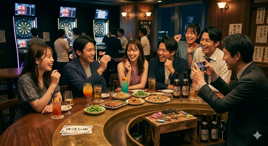 ダーツバーでの飲み会・合コンでのギャラ飲みの様子